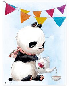 INSPIO-dibondový obraz - Obrázok Panda s farebnými vlajkami