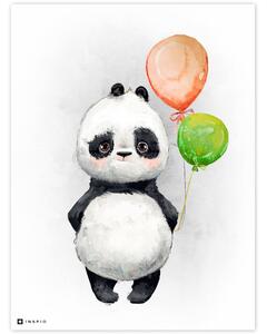 INSPIO-dibondový obraz - Panda s balónmi do detskej izby