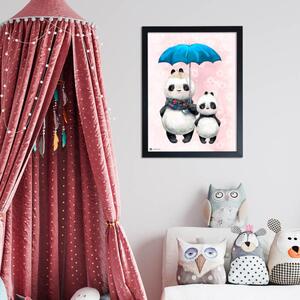INSPIO-dibondový obraz - Obrázok Pandy s modrým dáždnikom do detskej izby