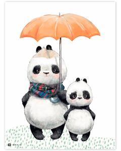 INSPIO-dibondový obraz - Dve pandy s dáždnikom na stenu