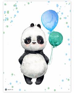INSPIO-dibondový obraz - Obrázok - panda s balónmi do detskej izby