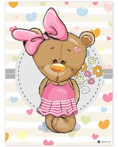 INSPIO-dibondový obraz - Obraz medvedíka s ružovou mašľou do dievčenskej izby