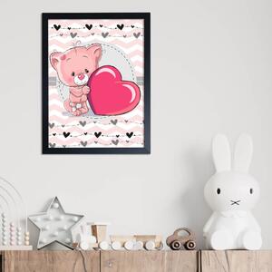 INSPIO-dibondový obraz - Obraz ružovej mačičky so srdiečkom