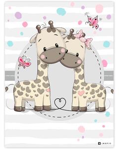 INSPIO-dibondový obraz - Tabuľka žirafiek do izby pre deti