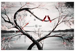 Obraz s hodinami Vtáčia láska Rozmery: 60 x 40 cm