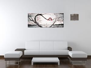 Obraz s hodinami Vtáčia láska Rozmery: 100 x 40 cm
