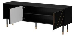 Tv stolík/skrinka Maramax 150 3D, Farby: čierna + čierna + zlatá Mirjan24 5903211310003
