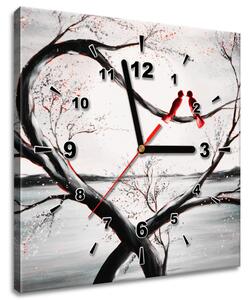 Obraz s hodinami Vtáčia láska Rozmery: 30 x 30 cm