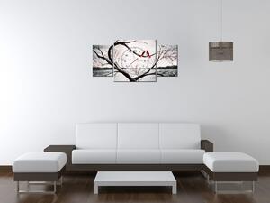 Obraz s hodinami Vtáčia láska - 3 dielny Rozmery: 80 x 40 cm