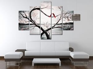 Obraz s hodinami Vtáčia láska - 5 dielny Rozmery: 150 x 105 cm