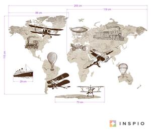 INSPIO-textilná prelepiteľná nálepka - Vintage mapa sveta