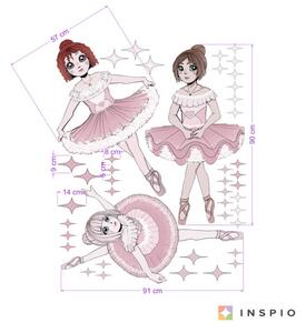 INSPIO-textilná prelepiteľná nálepka - Nálepky pre dievča Baletky s hviezdami