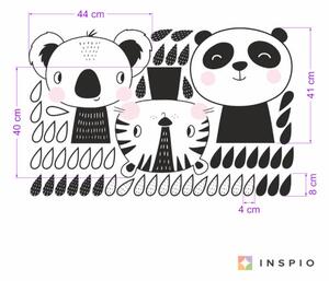 INSPIO-textilná prelepiteľná nálepka - Čiernobiele zvieratká na stenu do detskej izby