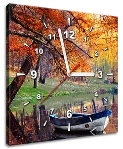Obraz s hodinami Romantické miesto pri jazere Rozmery: 30 x 30 cm
