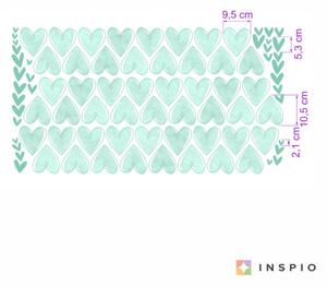 INSPIO-textilná prelepiteľná nálepka - Samolepky na stenu - Srdiečka v mätových odtieňoch