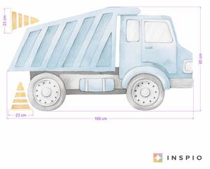 INSPIO-textilná prelepiteľná nálepka - Nákladné auto s menom - akvarelová textilná nálepka na stenu