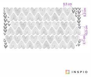INSPIO-textilná prelepiteľná nálepka - Samolepky na stenu - Srdiečka v sivom prevedení