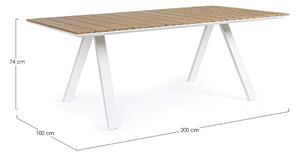 MUZZA Záhradný stôl salia 200 x 100 cm biely