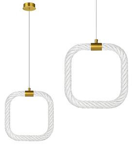 Toolight Toolight, závesné LED svietidlo 20x20cm, 9W, 3000K, LHJ056-CP1, číra-zlatá matná, OSW-60029