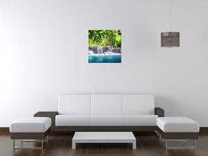 Obraz s hodinami Číry vodopád v džungli Rozmery: 30 x 30 cm