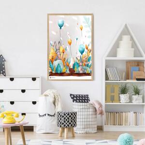 INSPIO-dibondový obraz - Obraz na stenu do detskej izby - Zajačiky s balónmi