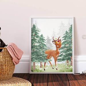 INSPIO-dibondový obraz - Obraz na stenu do detskej izby - Jelenček v lese