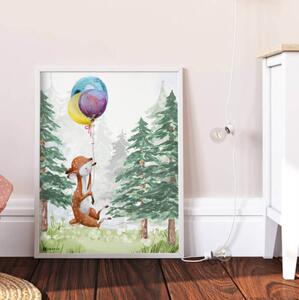 INSPIO-dibondový obraz - Obrazy do detskej izby - Srnka s balónmi