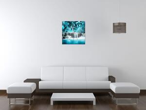 Obraz s hodinami Vodopád v modrej džungli Rozmery: 60 x 40 cm