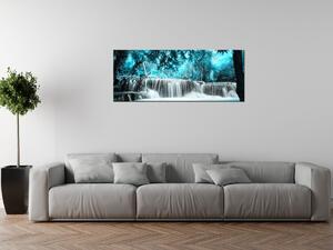 Obraz s hodinami Vodopád v modrej džungli Rozmery: 60 x 40 cm