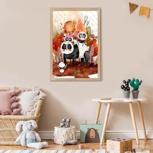 INSPIO-dibondový obraz - Obraz do detskej izby - Pandy, rodina v lese