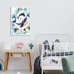 INSPIO-dibondový obraz - Obraz do detskej izby - Veľrybky s kvetmi