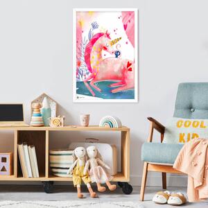 INSPIO-dibondový obraz - Obraz do detskej izby - Ružový jednorožec s hviezdičkami