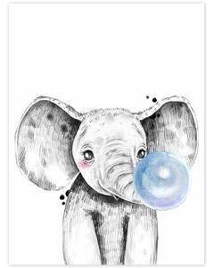 INSPIO-dibondový obraz - Obraz na stenu - Slon s modrou bublinou