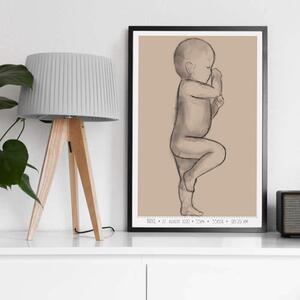 INSPIO-dibondový obraz - Obraz s kresleným novorodencom v skutočnej veľkosti 60x40cm