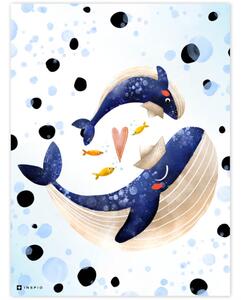 INSPIO-dibondový obraz - Obraz do detskej izby - Veľrybky s bodkami
