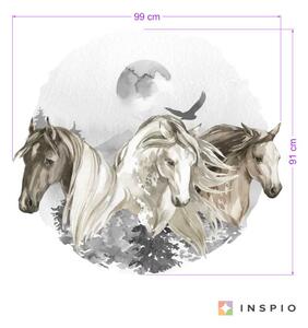 INSPIO-textilná prelepiteľná nálepka - Kone v hnedosivých farbách - nálepky pre staršie deti