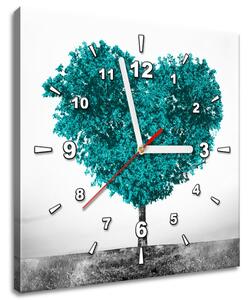 Obraz s hodinami Tyrkysový strom lásky Rozmery: 30 x 30 cm