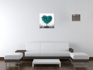 Obraz s hodinami Tyrkysový strom lásky Rozmery: 40 x 40 cm