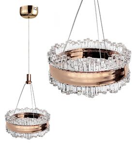 Toolight Toolight, LED krištáľový závesný luster 20cm, 14W, 3000K, LHJ099-CP, ružové zlato, OSW-60044