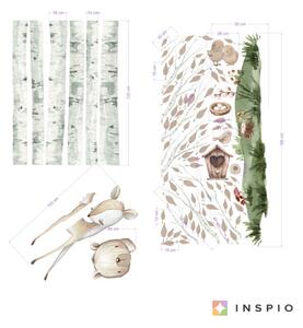 INSPIO-textilná prelepiteľná nálepka - Lesná krajina so zvieratkami - akvarelová samolepka