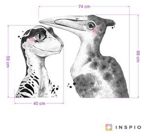 INSPIO-textilná prelepiteľná nálepka - Nálepky na stenu pre chlapcov - Velociraptor a Pterodaktyl