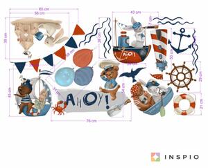 INSPIO-textilná prelepiteľná nálepka - Nálepky na stenu - Malí námorníci