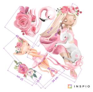 INSPIO-textilná prelepiteľná nálepka - Nálepky na stenu - baletky a jednorožec