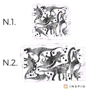 INSPIO-textilná prelepiteľná nálepka - Samolepky na stenu - Čiernobiele dinosaury