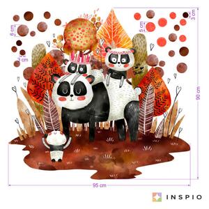INSPIO-textilná prelepiteľná nálepka - Nálepky na stenu - Pandy, rodinka v lese