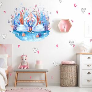 INSPIO-textilná prelepiteľná nálepka - Nálepky na stenu - Biele a ružové srdiečka