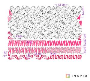 INSPIO-textilná prelepiteľná nálepka - Nálepky na stenu - Biele a ružové srdiečka