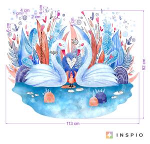 INSPIO-textilná prelepiteľná nálepka - Akvarelové nálepky na stenu - Labute