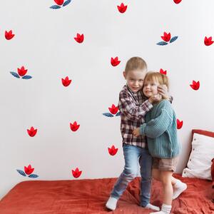 INSPIO-textilná prelepiteľná nálepka - Nálepky na stenu - Červené kvety
