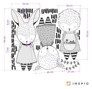 INSPIO-textilná prelepiteľná nálepka - Čiernobiele zvieratká - nálepky do detskej izby